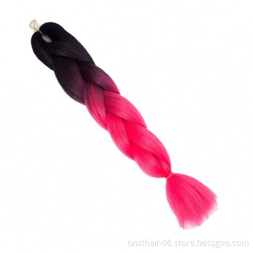 Synthetic hair Braids Ombre Braiding Hair Extension Box Hair Pink Purple Yellow Golden Colors Crochet braids K anekalon